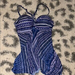 Blue and Purple Patterned Tankini